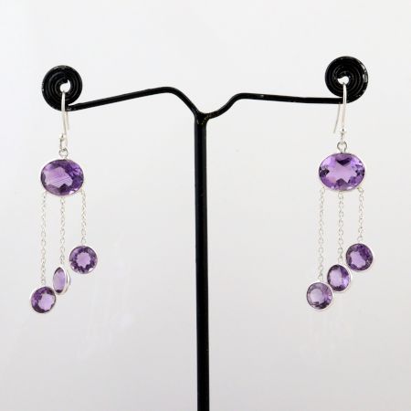 Amethyst gemstone dangle earring, 925 Sterling silver, Gifts for women